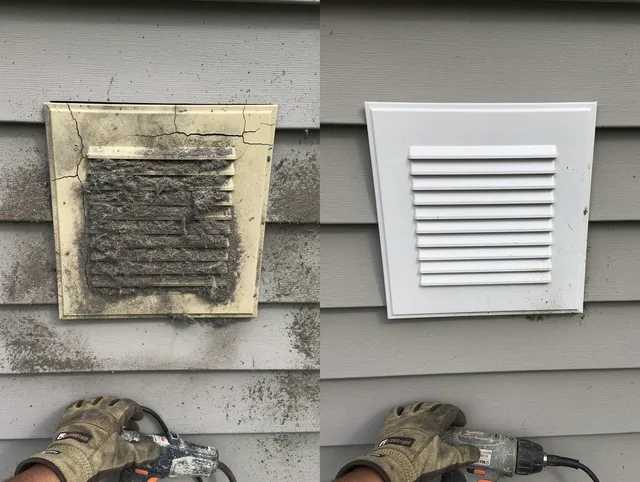 The Hammocks Dryer Vent Cleaning technician installing high-quality dryer vent cover at a residential property in The Hammocks